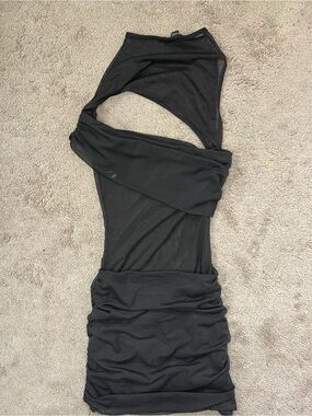 Black Cutout Mesh Bodycon Dress -  Women Tops